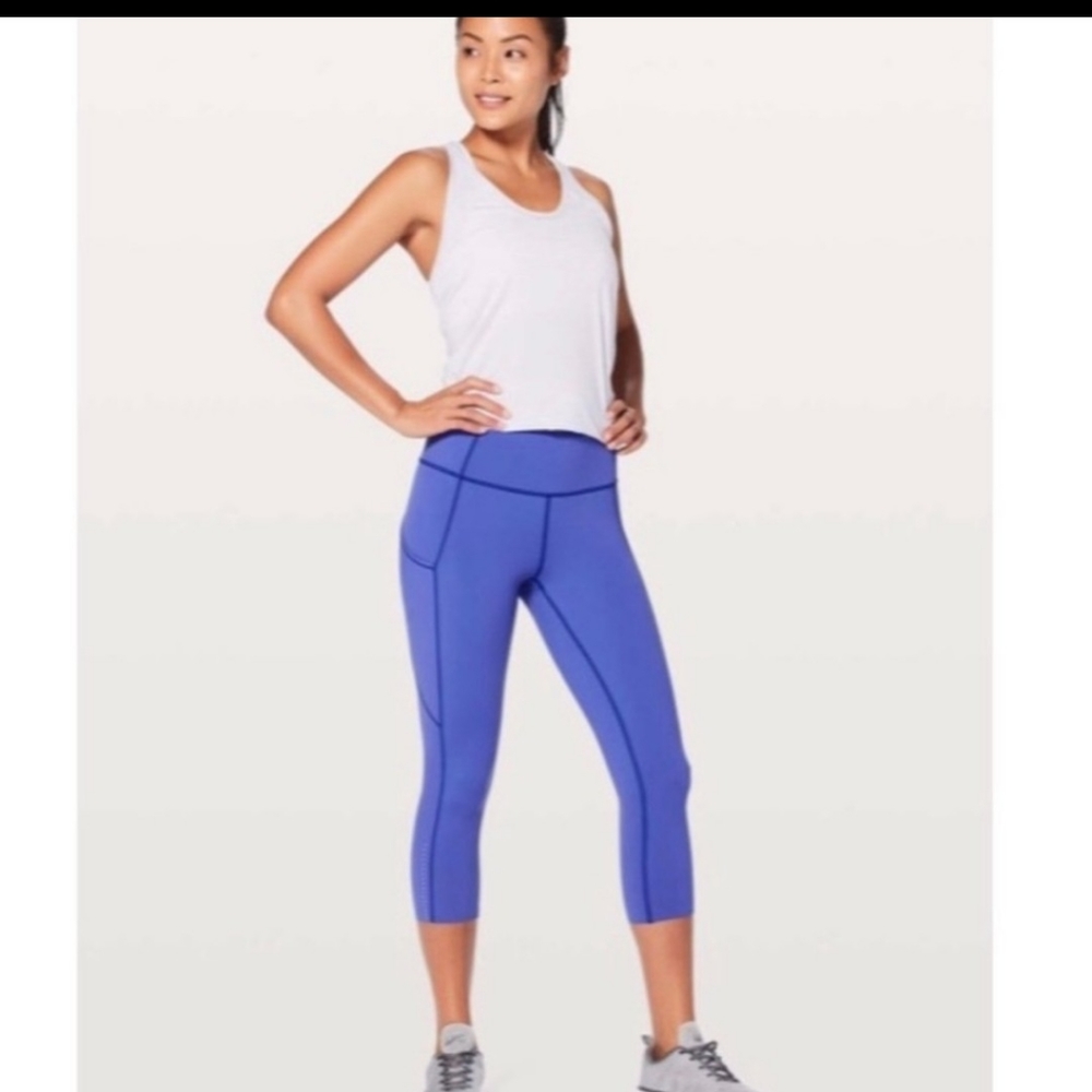 Lululemon Fast and Free Crop Moroccan Blue